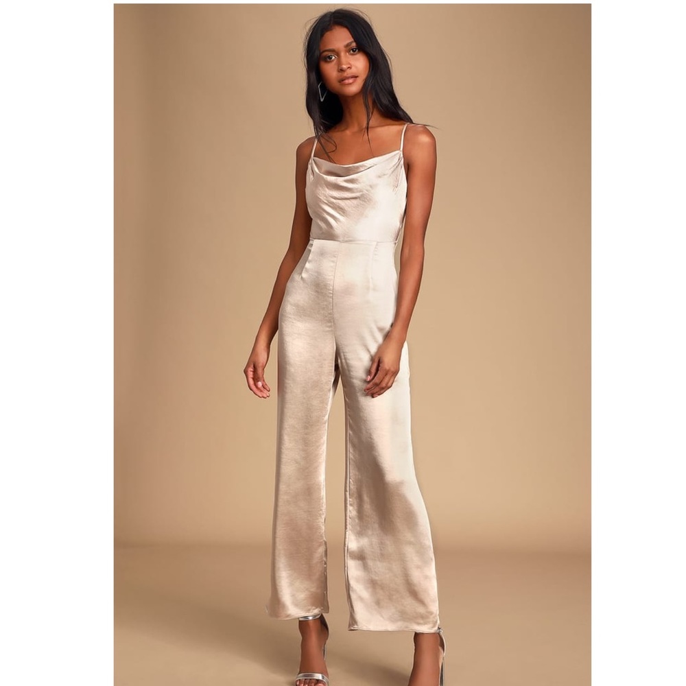 NWT Lulus Lush champagne jumpsuit M
